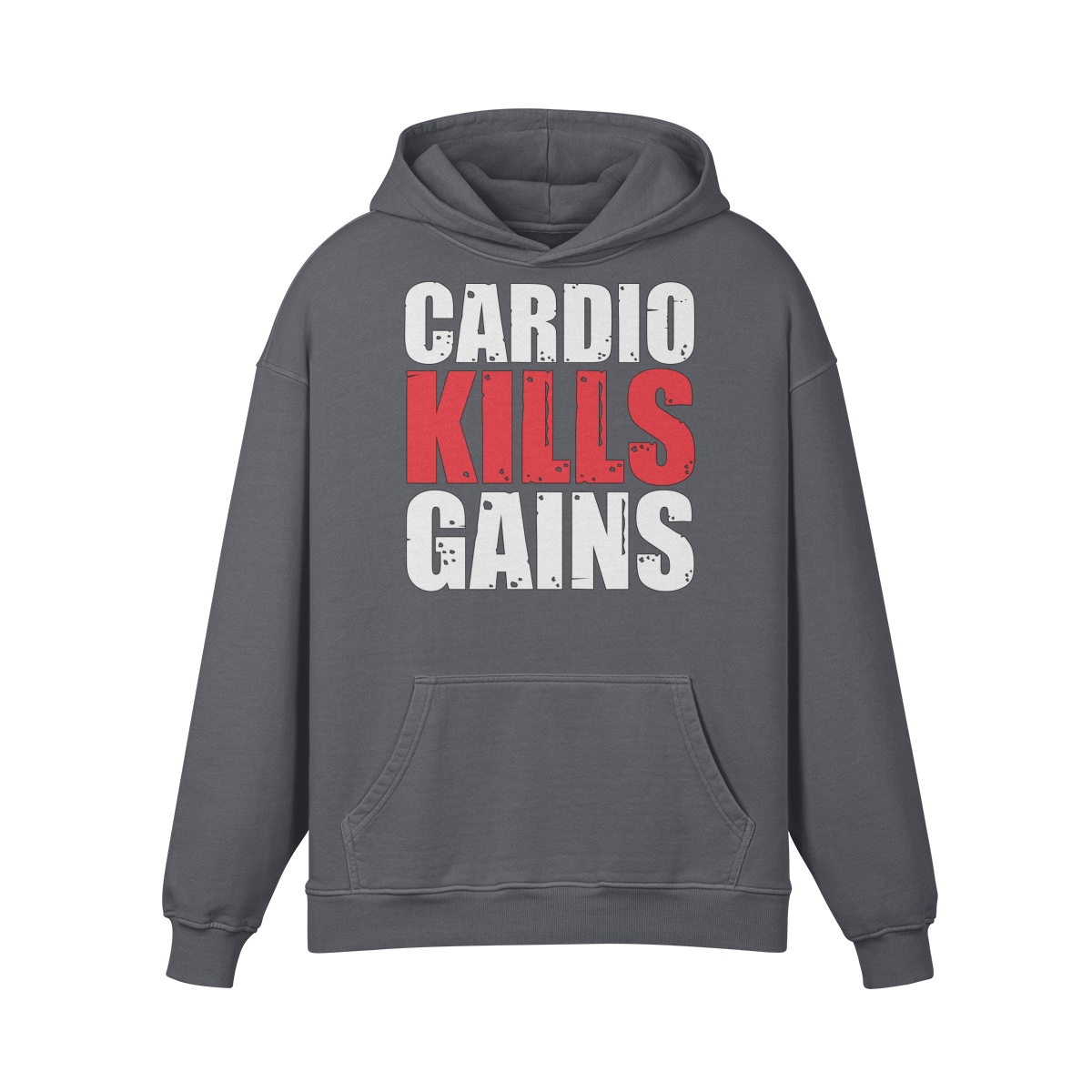 CARDIO KILLS GAINS- Oversized Hoodie-Carbon Gray-League of Lifters