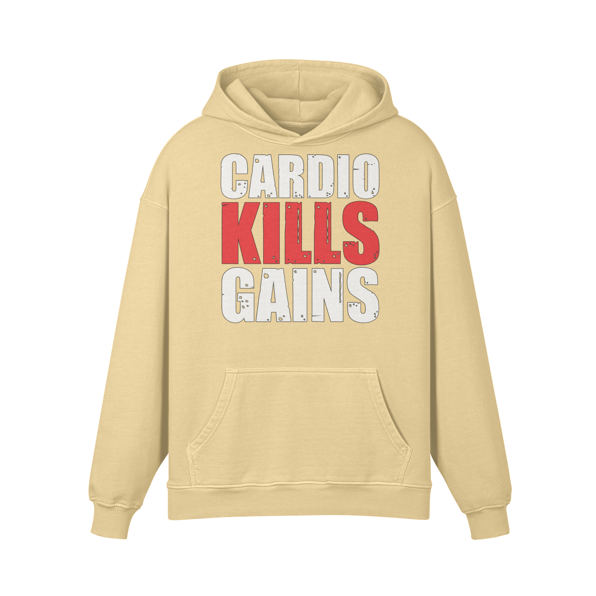 CARDIO KILLS GAINS- Oversized Hoodie-Desert Sand-League of Lifters