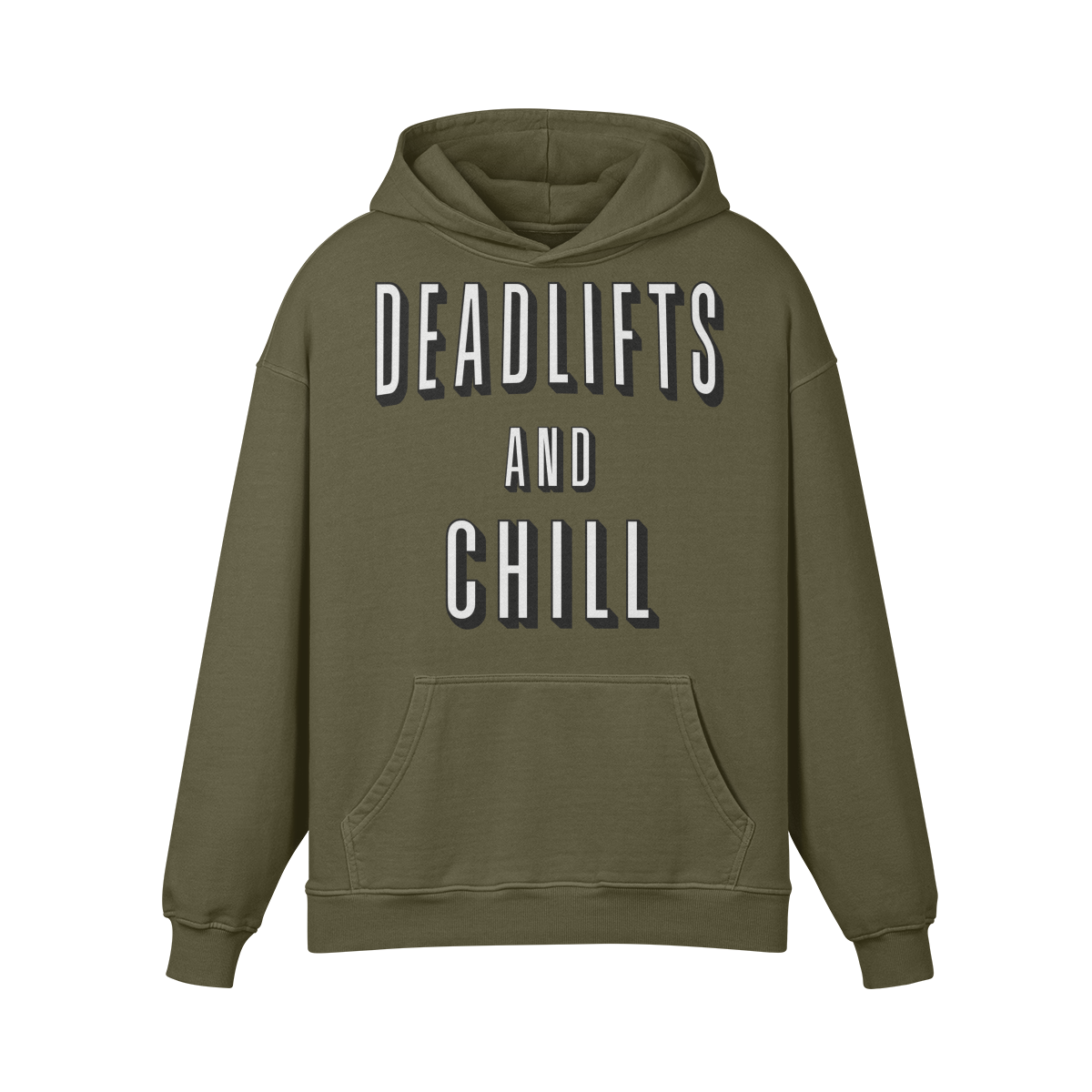 DEADLIFTS AND CHILL- Oversized Hoodie-Olive Green-League of Lifters