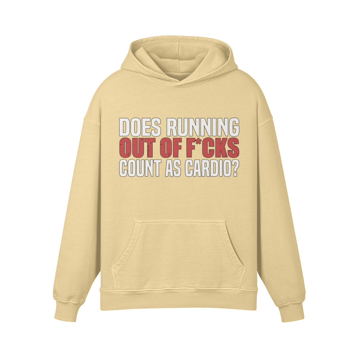 DOES RUNNING OUT OF F*CKS COUNT AS CARDIO- Oversized Hoodie-Desert Sand-League of Lifters