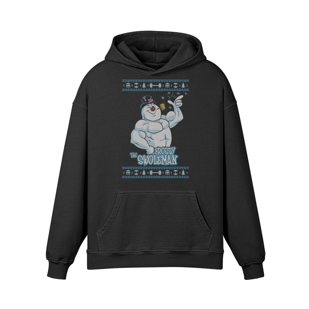 FROSTY THE SWOLEMAN- Oversized Hoodie-Faded Black-League of Lifters