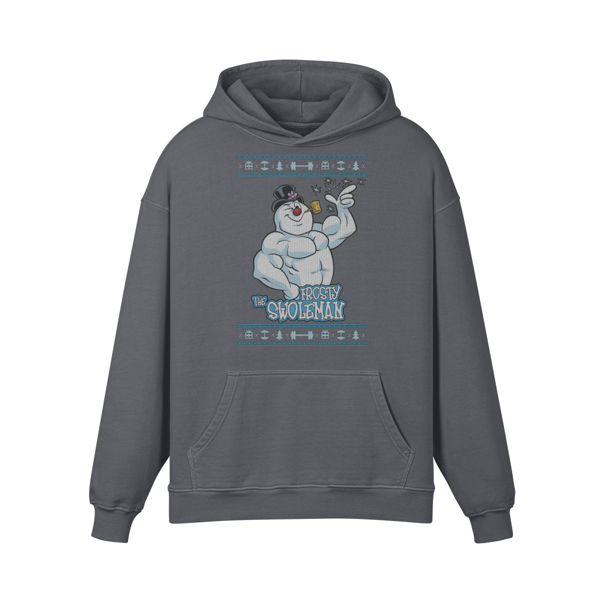 FROSTY THE SWOLEMAN- Oversized Hoodie-Carbon Gray-League of Lifters