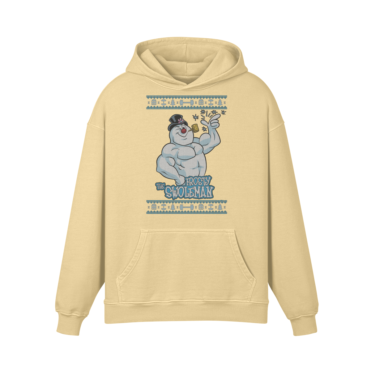 FROSTY THE SWOLEMAN- Oversized Hoodie-Desert Sand-League of Lifters