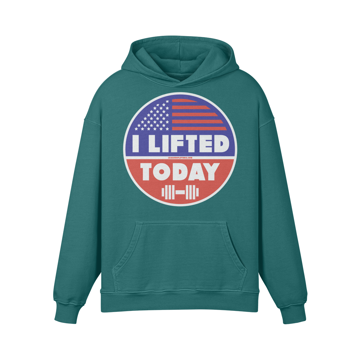 I LIFTED TODAY- Oversized Hoodie-Blueish Green-League of Lifters
