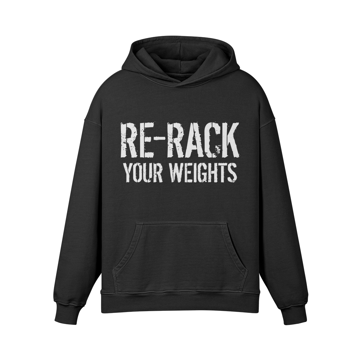 RE-RACK YOUR WEIGHTS- Oversized Hoodie-Faded Black-League of Lifters