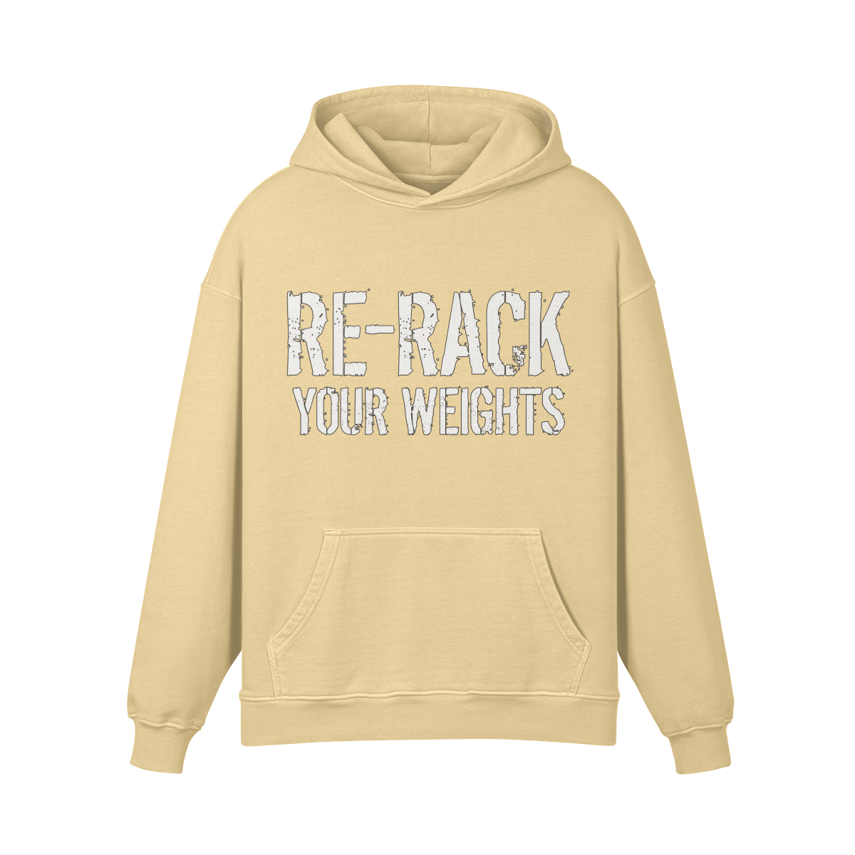 RE-RACK YOUR WEIGHTS- Oversized Hoodie-Desert Sand-League of Lifters