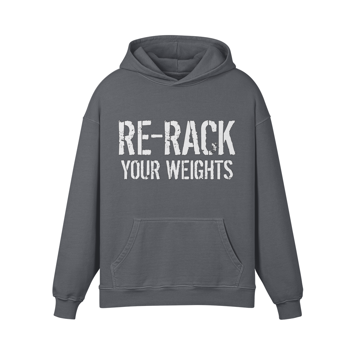 RE-RACK YOUR WEIGHTS- Oversized Hoodie-Carbon Gray-League of Lifters