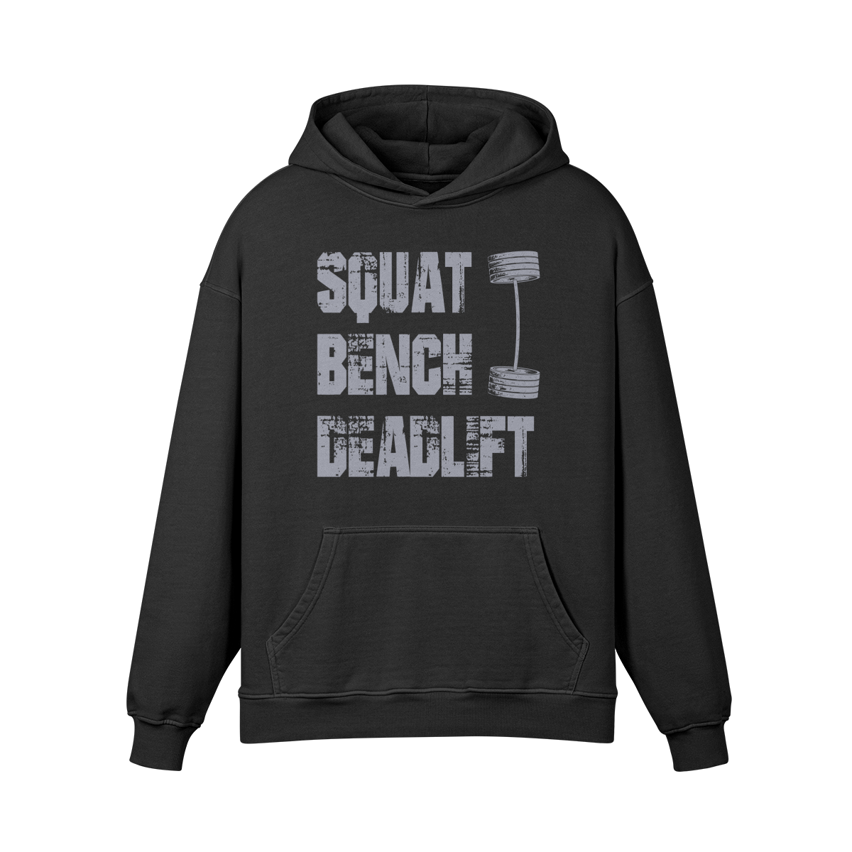 SQUATS BENCH DEADLIFT- Oversized Hoodie-Faded Black-League of Lifters