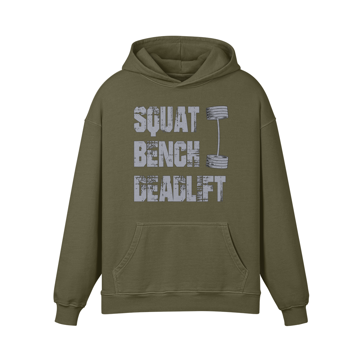 SQUATS BENCH DEADLIFT- Oversized Hoodie-Olive Green-League of Lifters