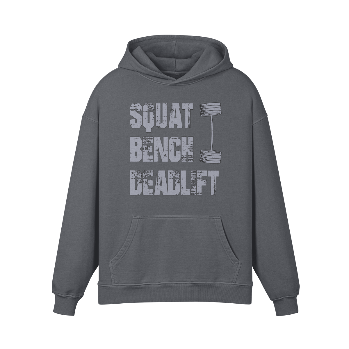SQUATS BENCH DEADLIFT- Oversized Hoodie-Carbon Gray-League of Lifters