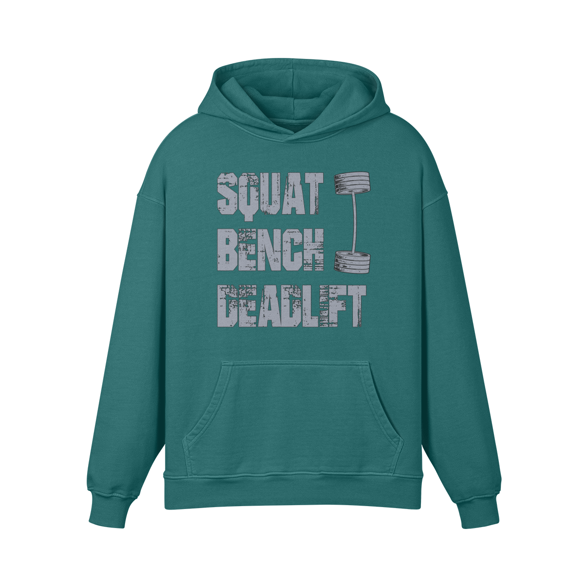 SQUATS BENCH DEADLIFT- Oversized Hoodie-Blueish Green-League of Lifters
