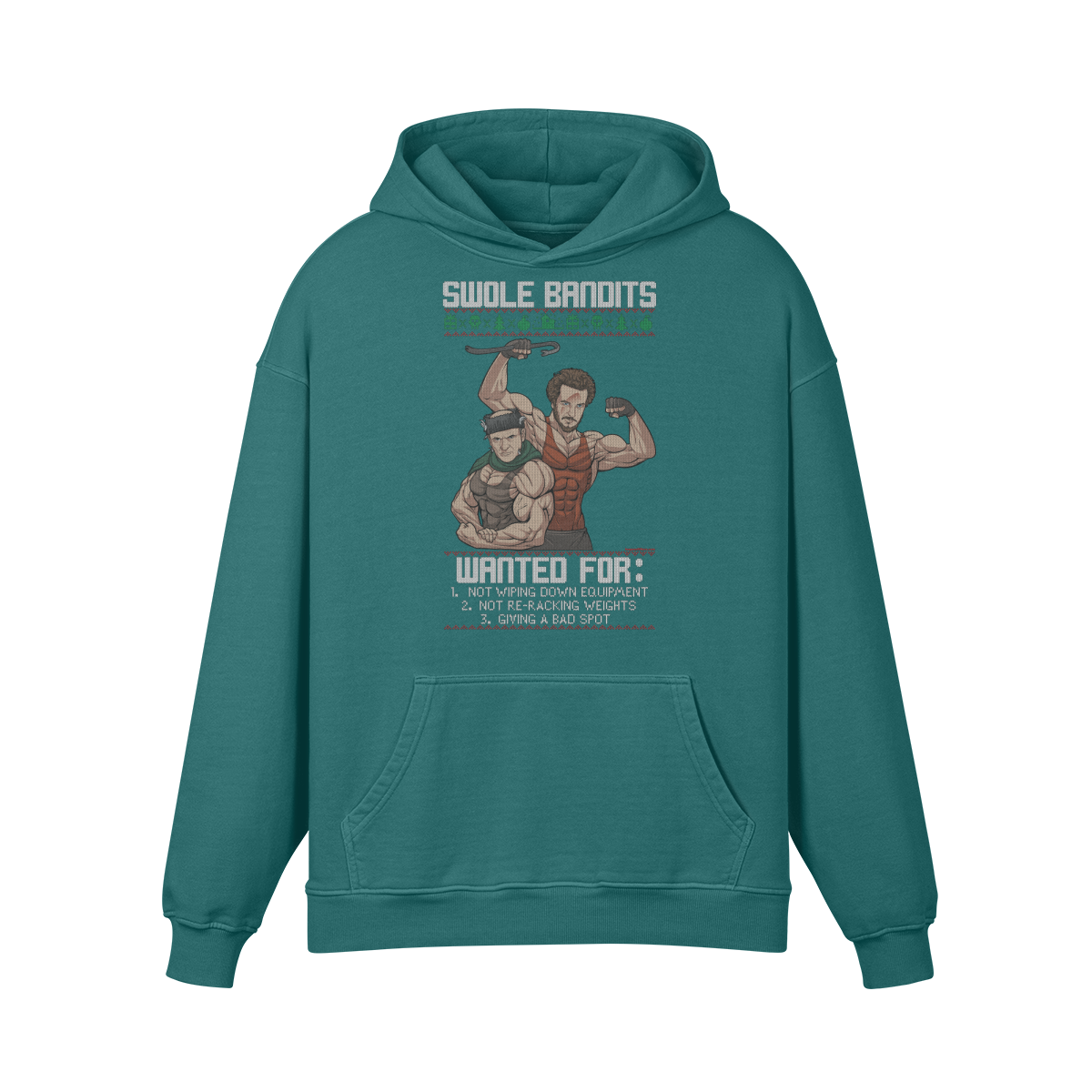 SWOLE BANDITS- Oversized Hoodie-Blueish Green-League of Lifters