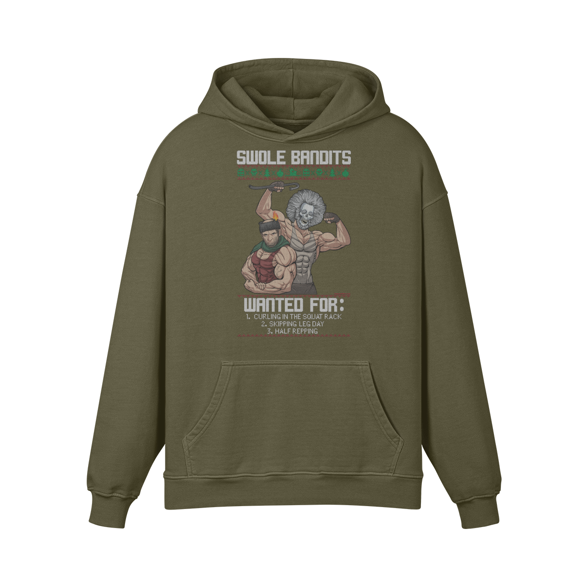 SWOLE BANDITS VARIANT- Oversized Hoodie-Olive Green-League of Lifters