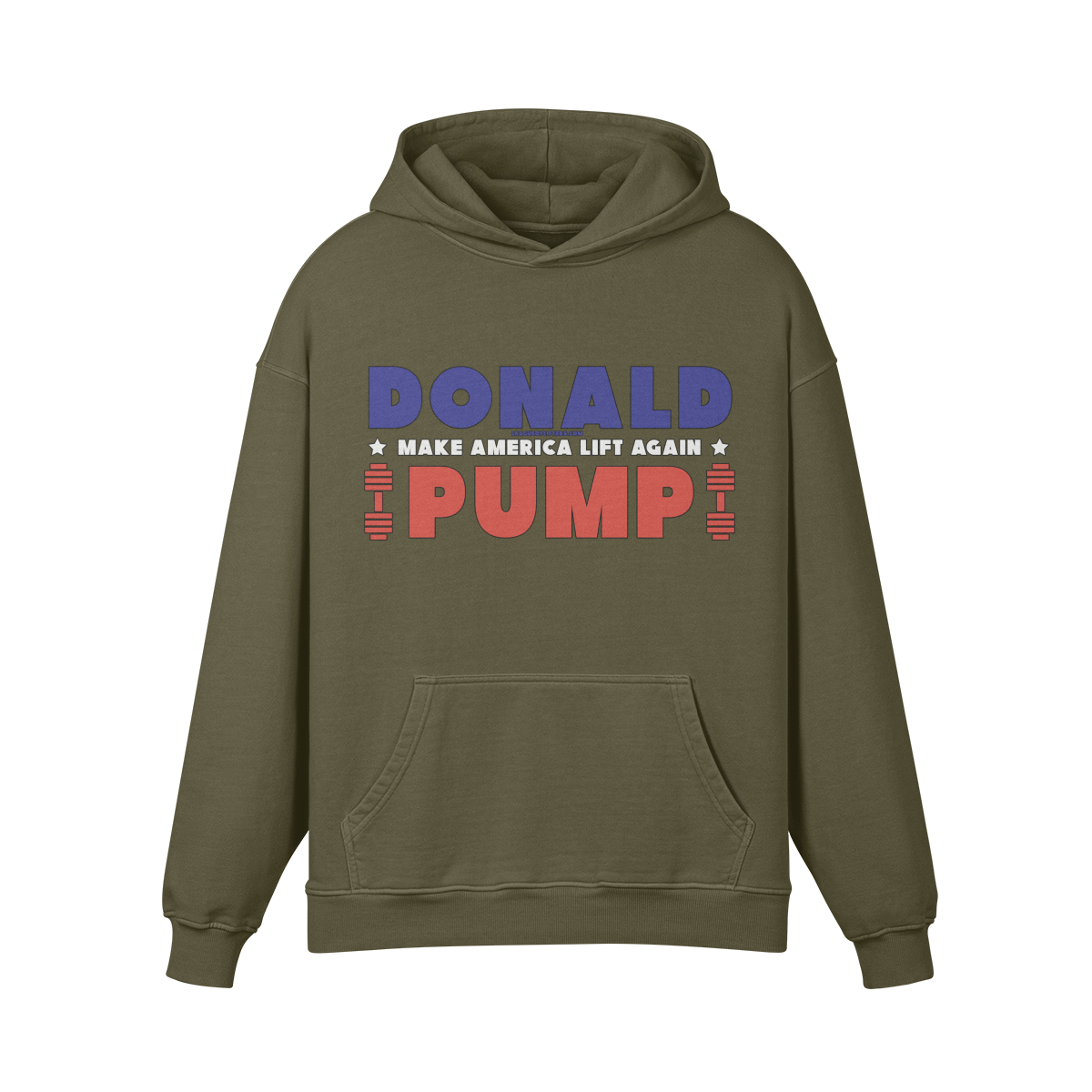 DONALD PUMP- Oversized Hoodie-Olive Green-League of Lifters
