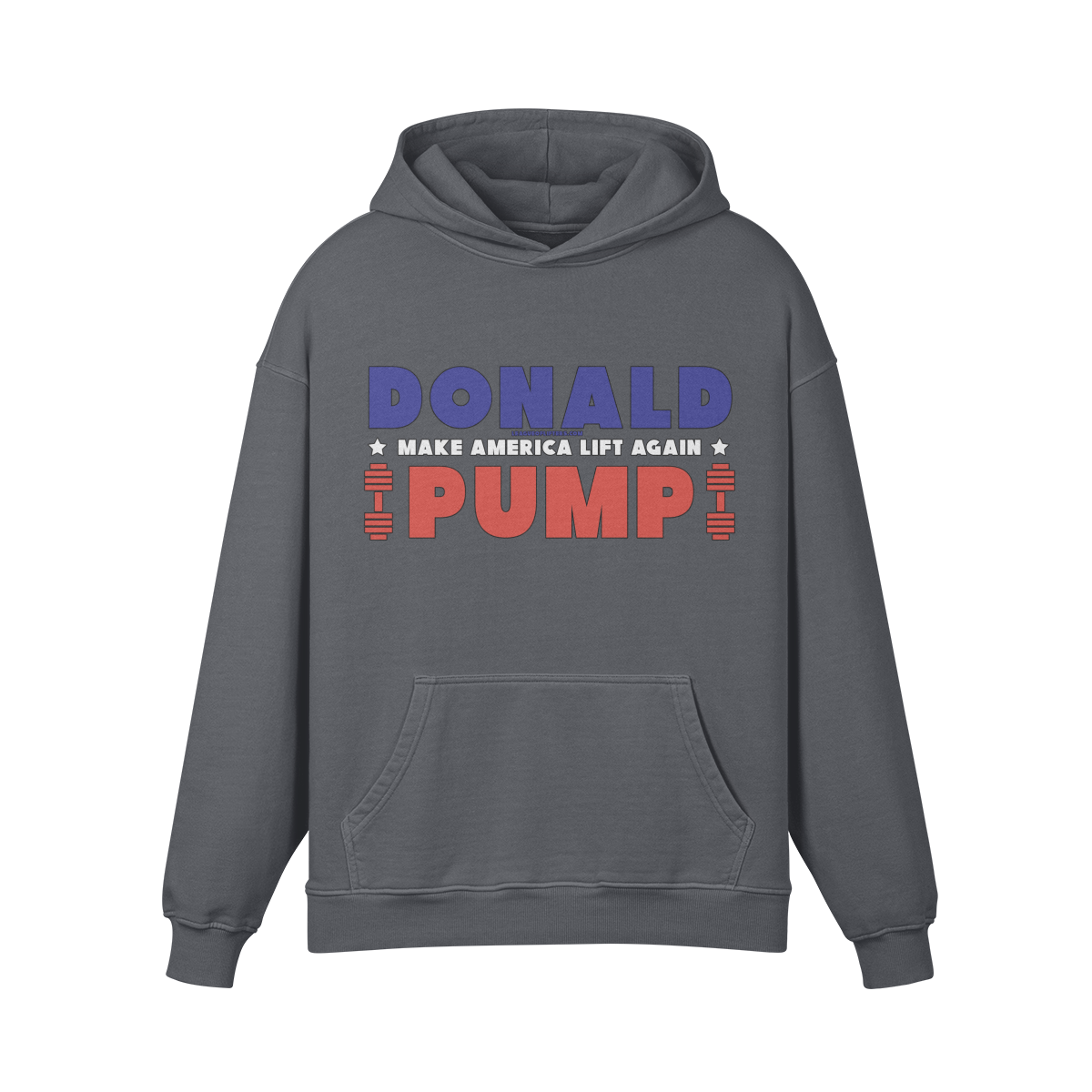 DONALD PUMP- Oversized Hoodie-Carbon Gray-League of Lifters