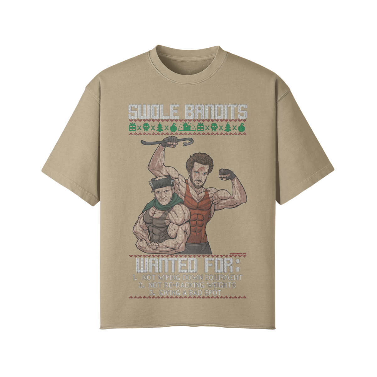 SWOLE BANDITS- Pump Top-Khaki-League of Lifters