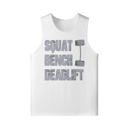 SQUATS BENCH DEADLIFT- Tank Top-White-League of Lifters