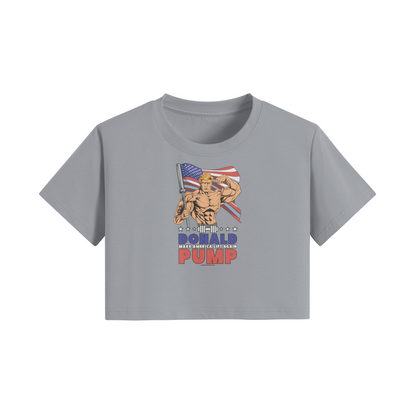 DONALD PUMP FLEX- Womens Crop Top-Light Gray-League of Lifters