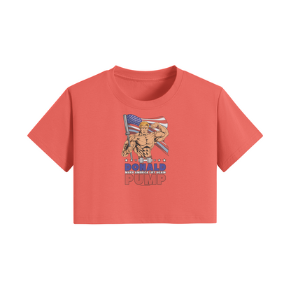 DONALD PUMP FLEX- Womens Crop Top-Grapefruit Red-League of Lifters