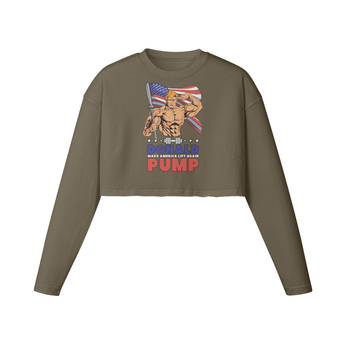 DONALD PUMP FLEX- Womens Long Sleeve Crop Top-Army Brown-League of Lifters