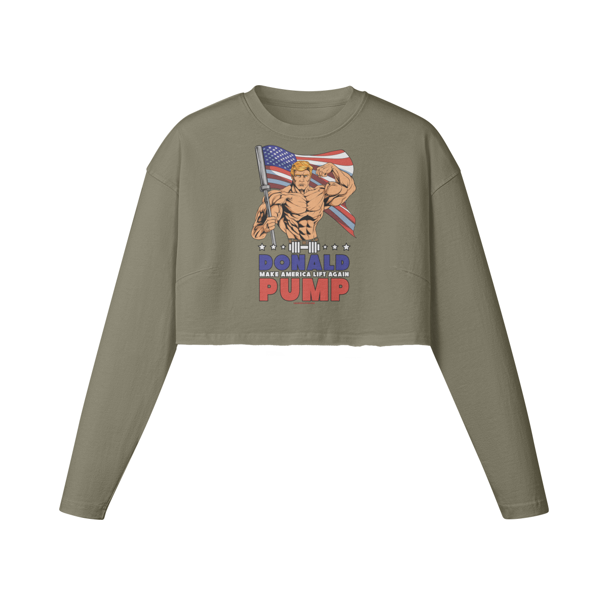 DONALD PUMP FLEX- Womens Long Sleeve Crop Top-Artichoke-League of Lifters