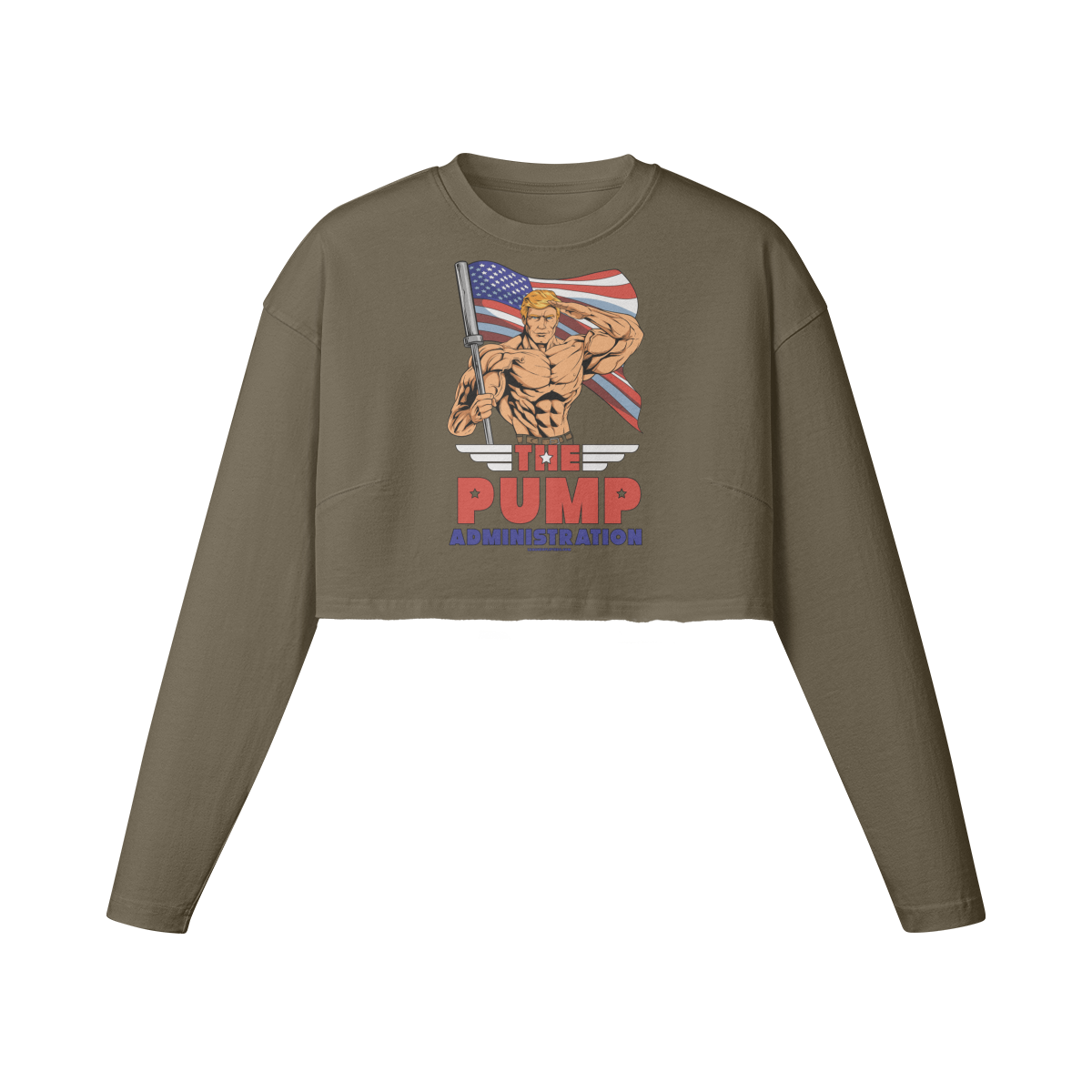 THE PUMP ADMINISTRATION- Womens Long Sleeve Crop Top-Army Brown-League of Lifters