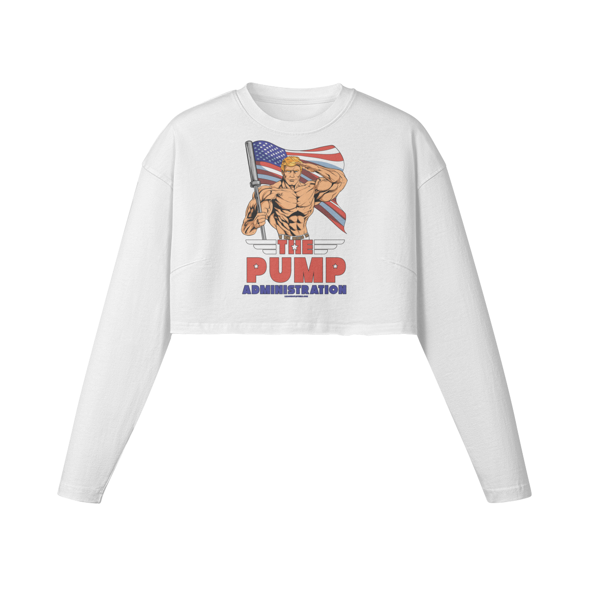 THE PUMP ADMINISTRATION- Womens Long Sleeve Crop Top-White-League of Lifters