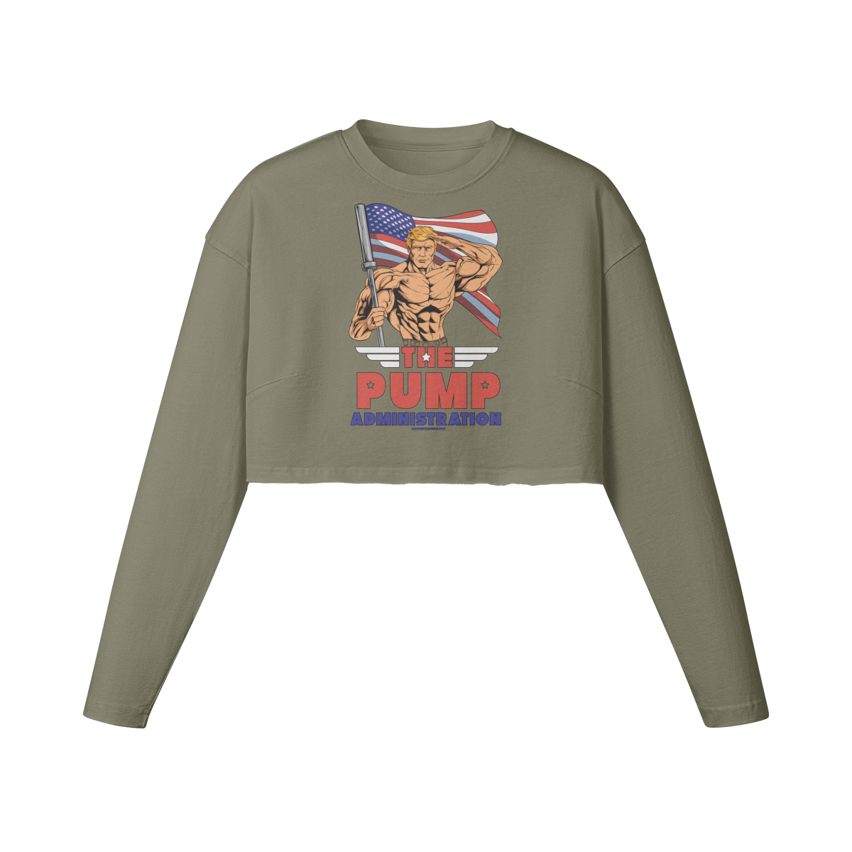 THE PUMP ADMINISTRATION- Womens Long Sleeve Crop Top-Artichoke-League of Lifters