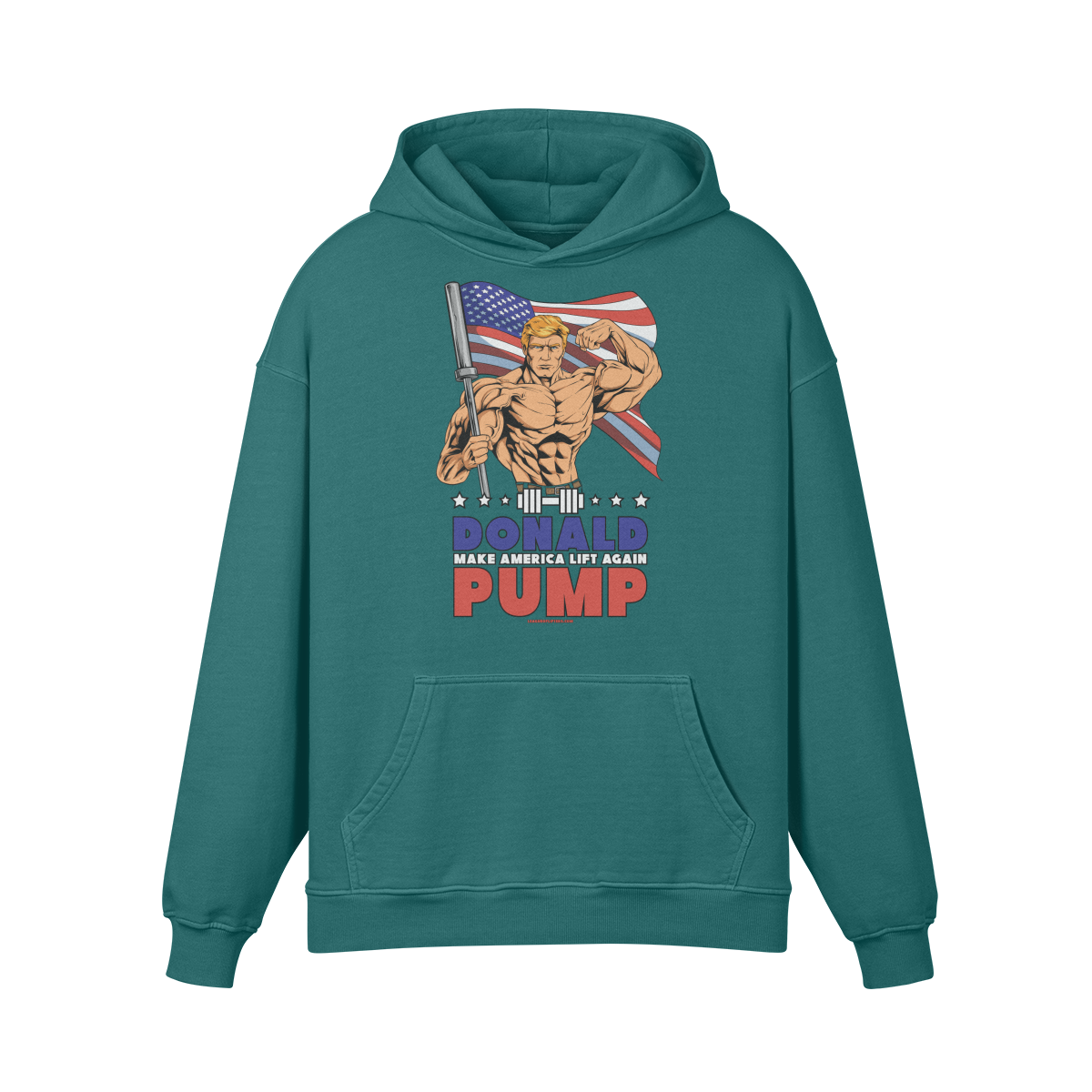 DONALD PUMP FLEX- Oversized Hoodie-Blueish Green-League of Lifters