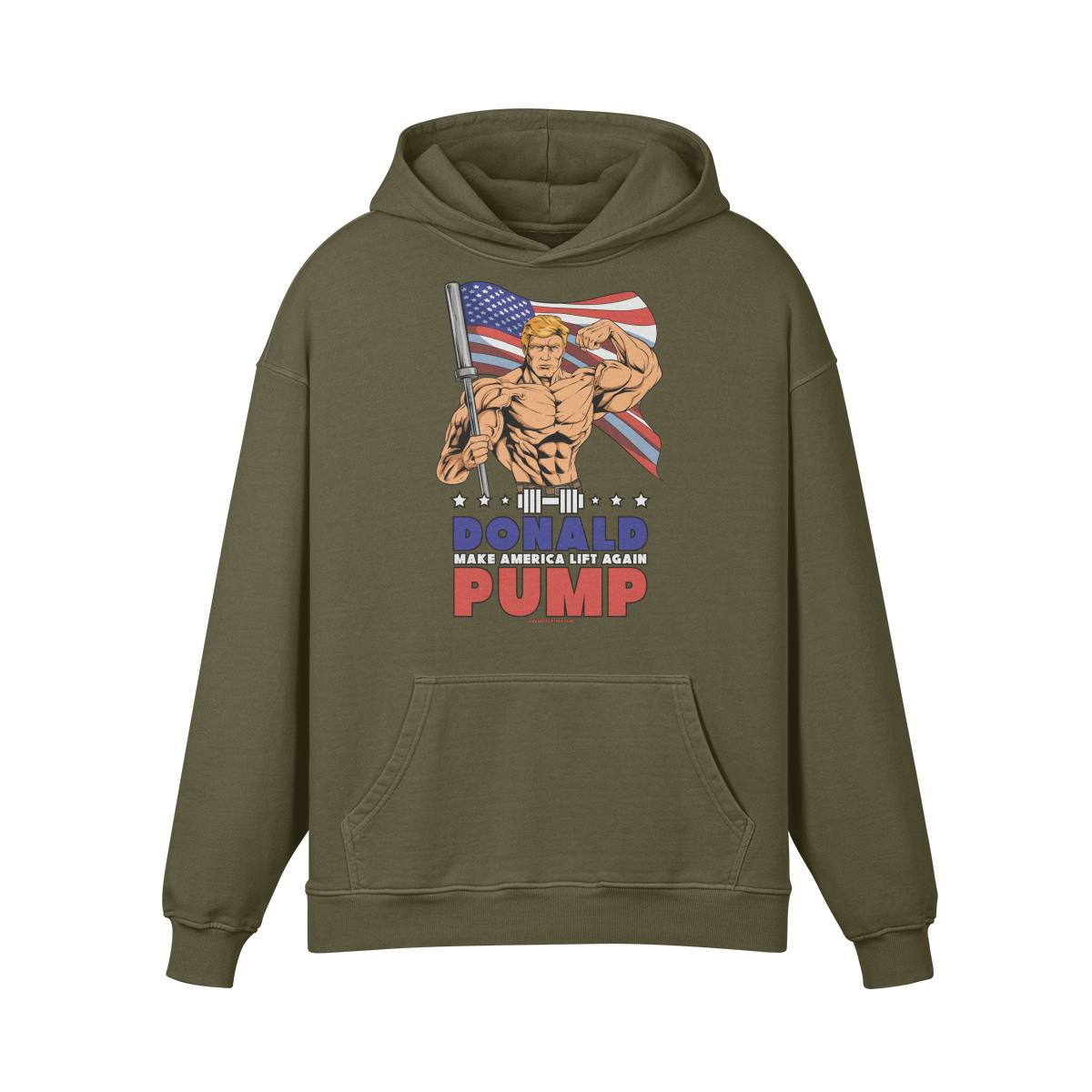 DONALD PUMP FLEX- Oversized Hoodie-Olive Green-League of Lifters