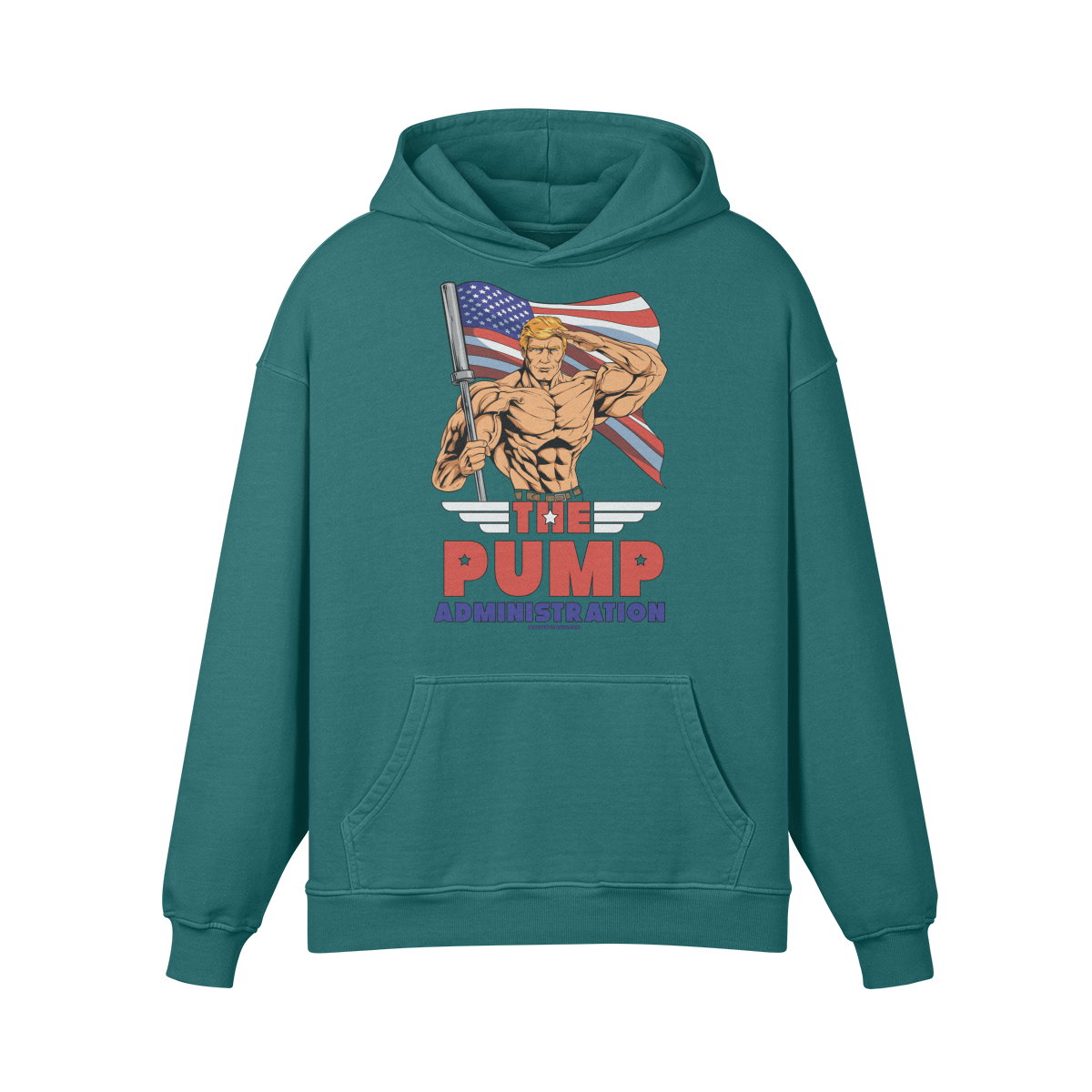 THE PUMP ADMINISTRATION- Oversized Hoodie-Blueish Green-League of Lifters