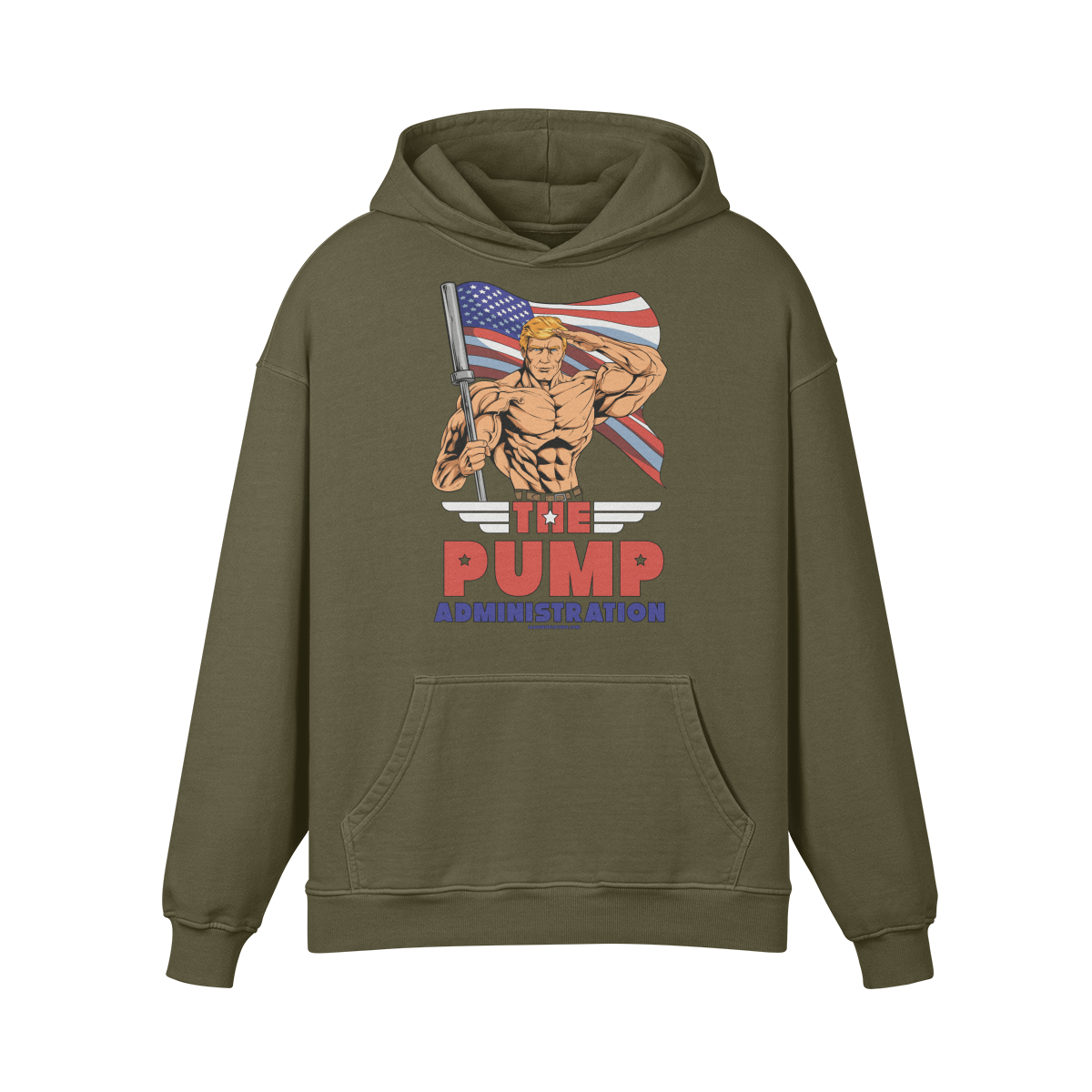 THE PUMP ADMINISTRATION- Oversized Hoodie-Olive Green-League of Lifters