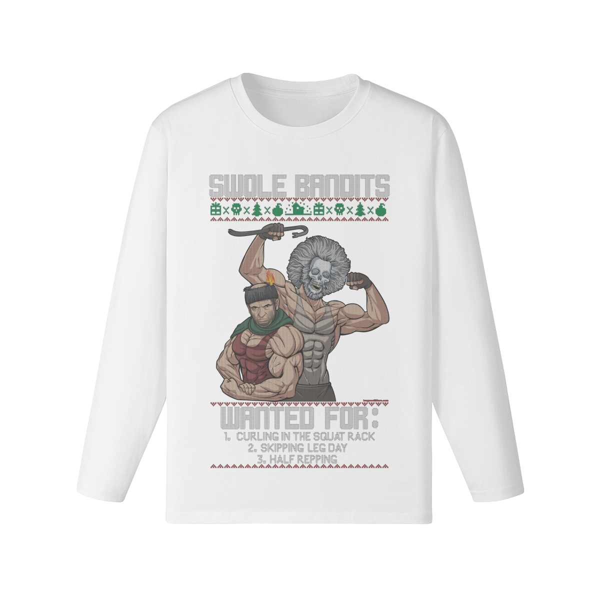 SWOLE BANDITS VARIANT- Classic Long Sleeve Top-White-League of Lifters