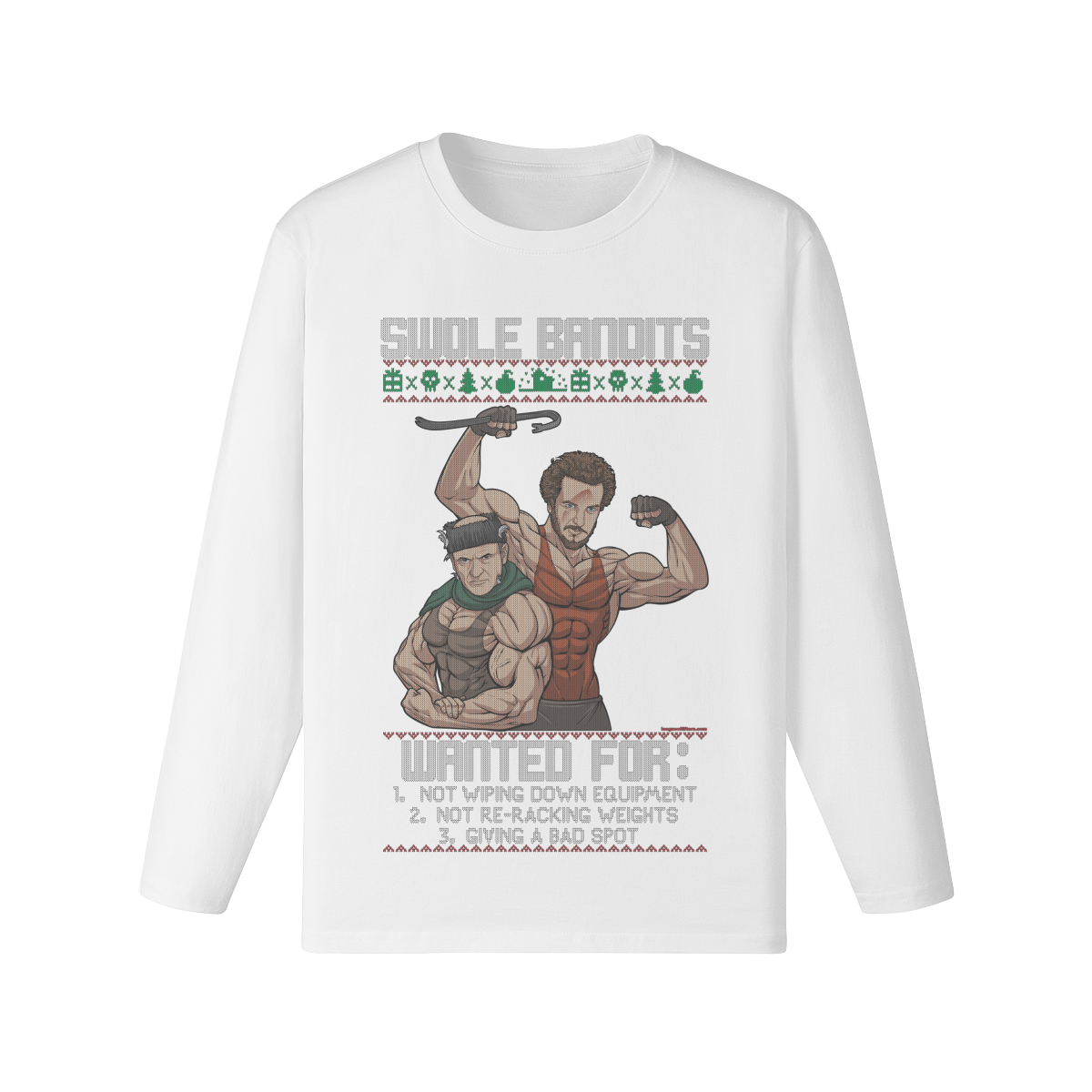 SWOLE BANDITS- Classic Long Sleeve Top-White-League of Lifters