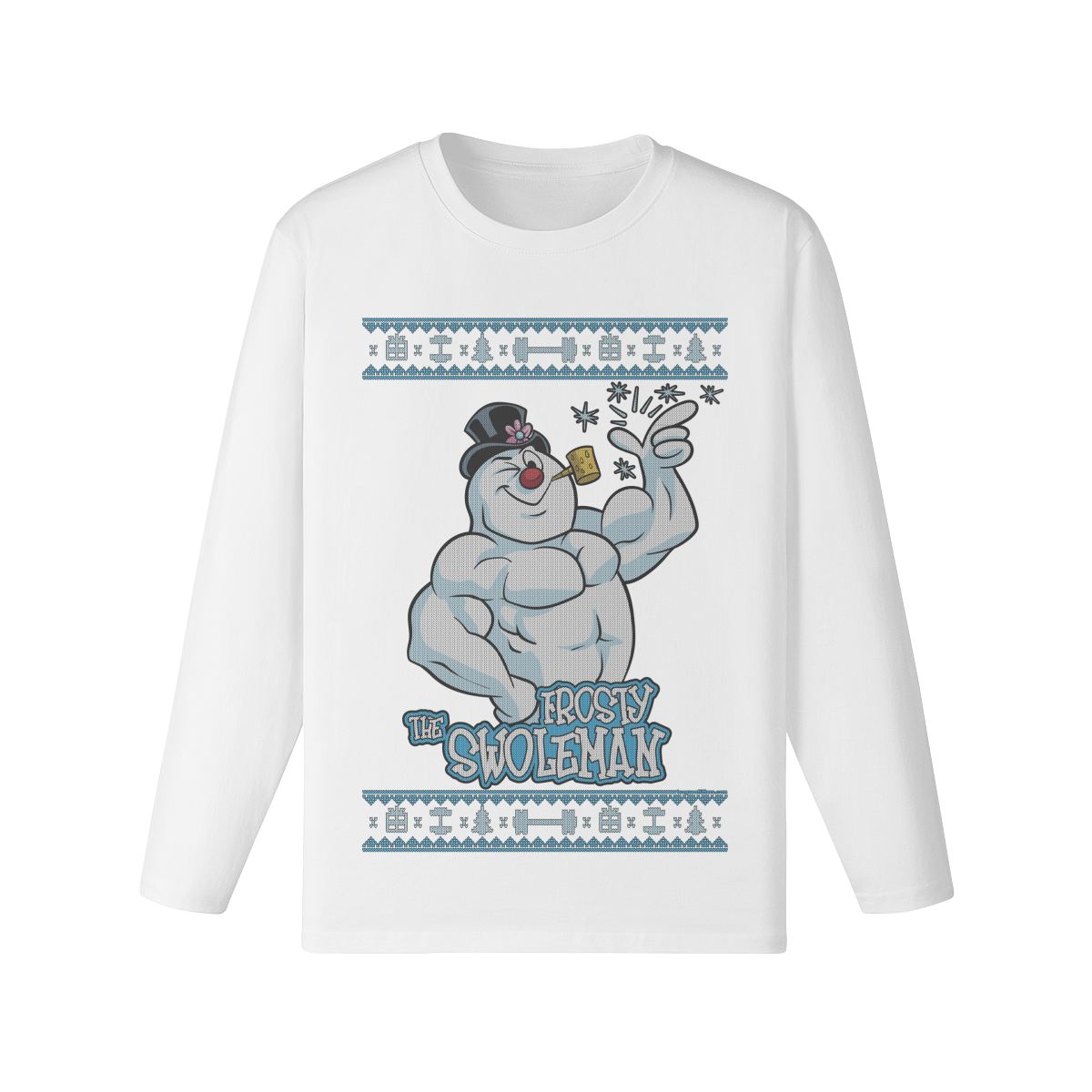 FROSTY THE SWOLEMAN- Classic Long Sleeve Top-White-League of Lifters