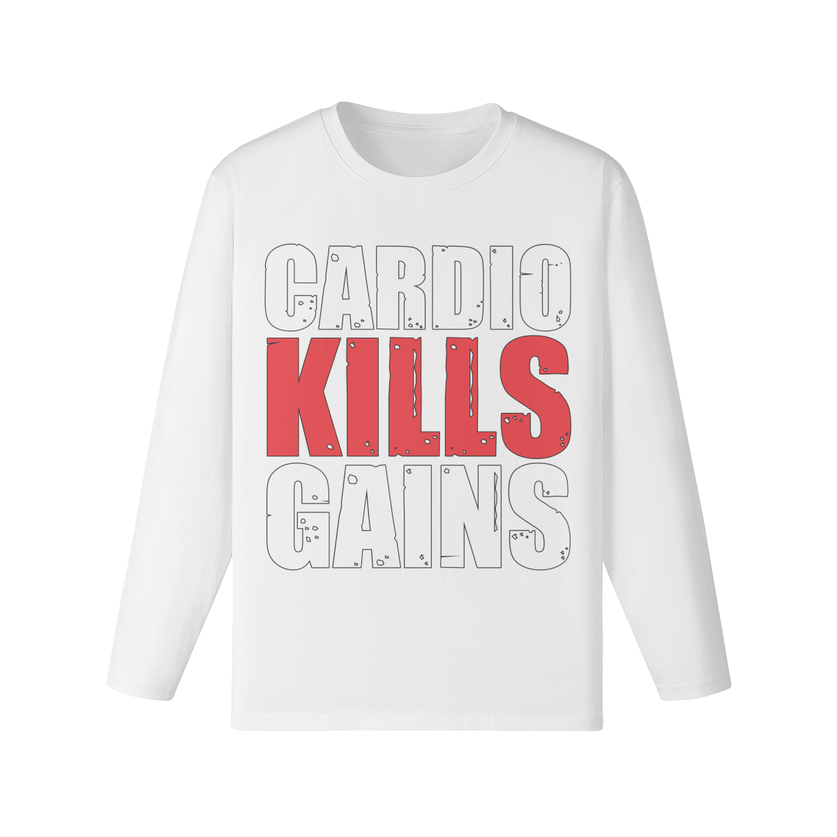 CARDIO KILLS GAINS- Classic Long Sleeve Top-White-League of Lifters