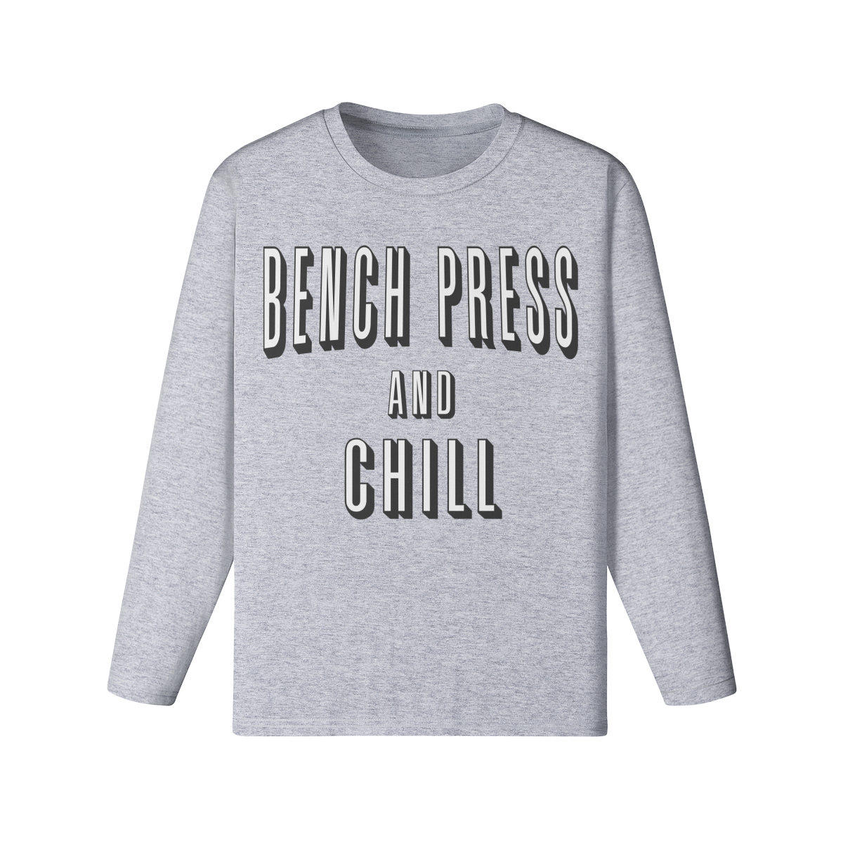 BENCH PRESS AND CHILL- Classic Long Sleeve Top-Medium Heather Gray-League of Lifters