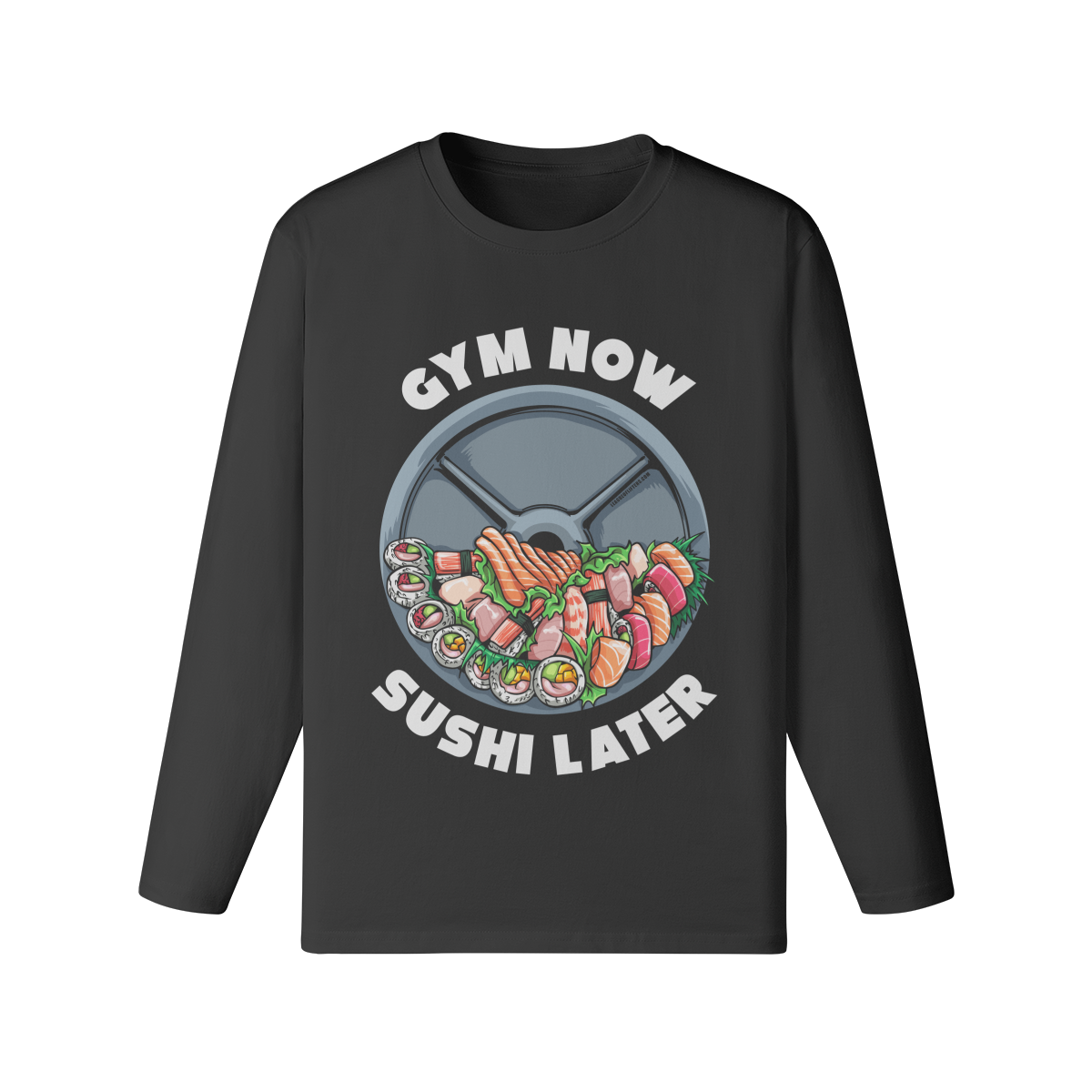 GYM NOW SUSHI LATER- Classic Long Sleeve Top-Black-League of Lifters