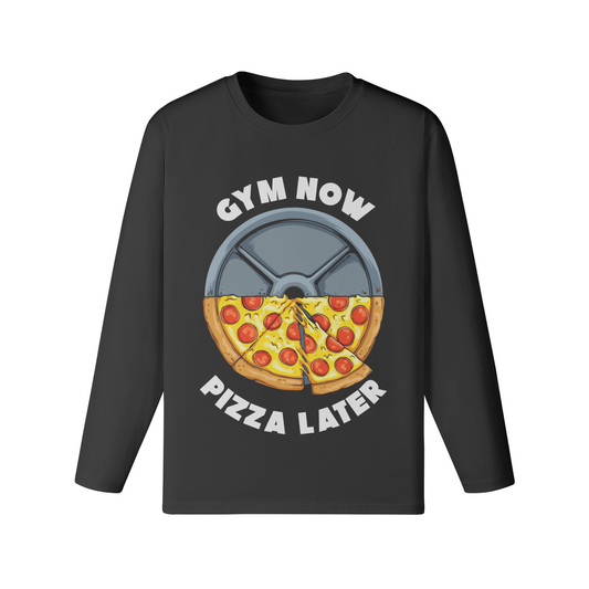 GYM NOW PIZZA LATER- Classic Long Sleeve Top-Black-League of Lifters