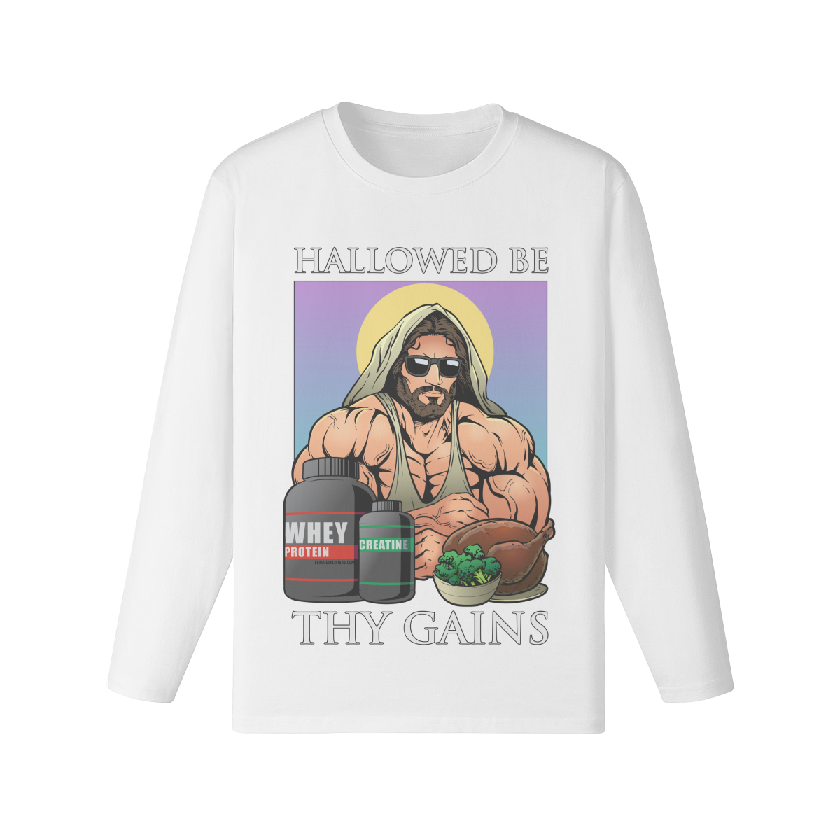 HALLOWED BE THY GAINS- Classic Long Sleeve Top-White-League of Lifters
