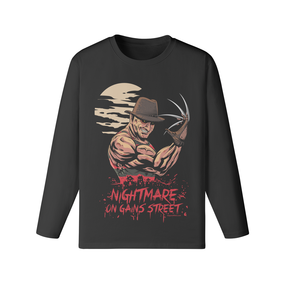 NIGHTMARE ON GAINS STREET- Classic Long Sleeve Top-Black-League of Lifters