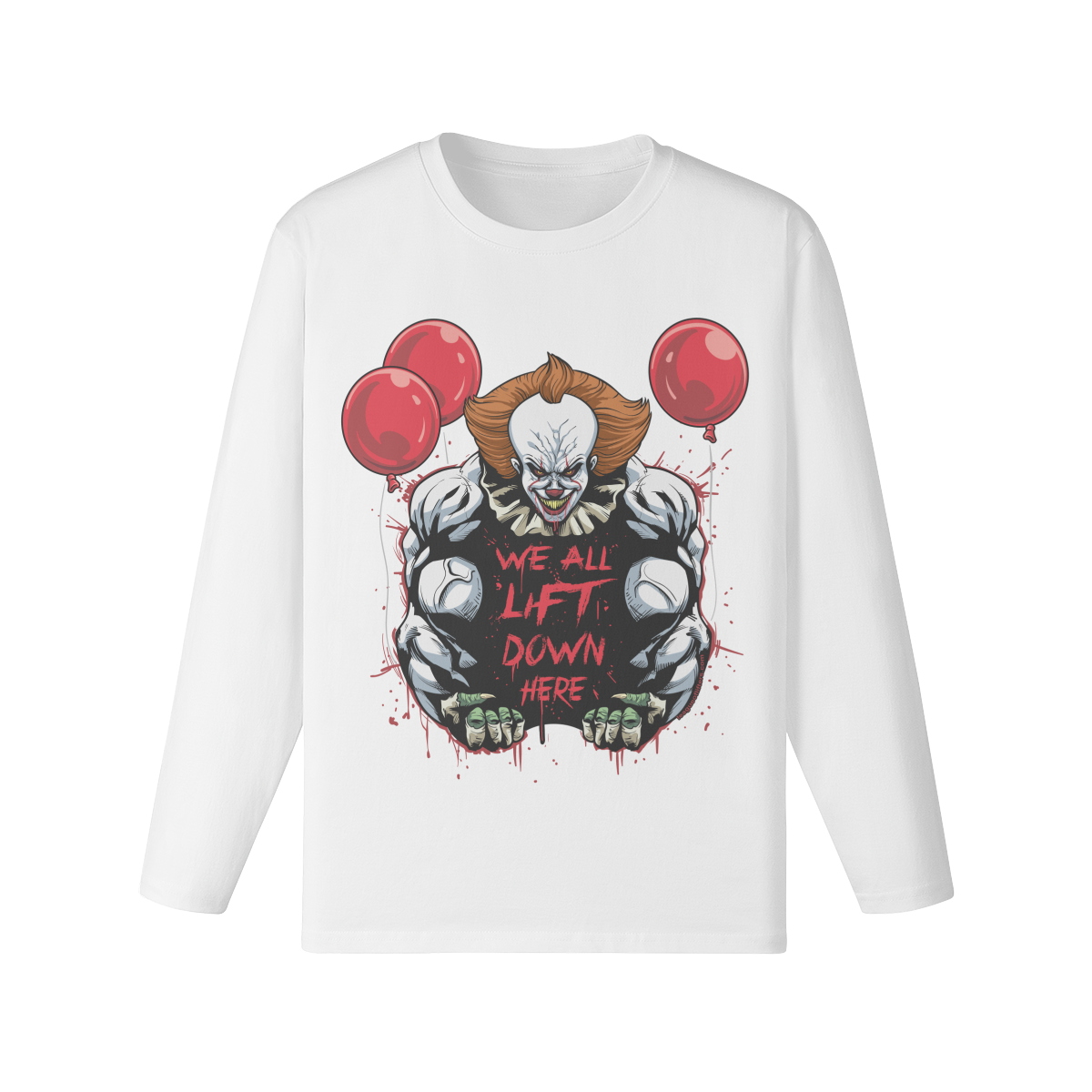 WE ALL LIFT DOWN HERE (CLASSIC BALLOONS)- Classic Long Sleeve Top-White-League of Lifters