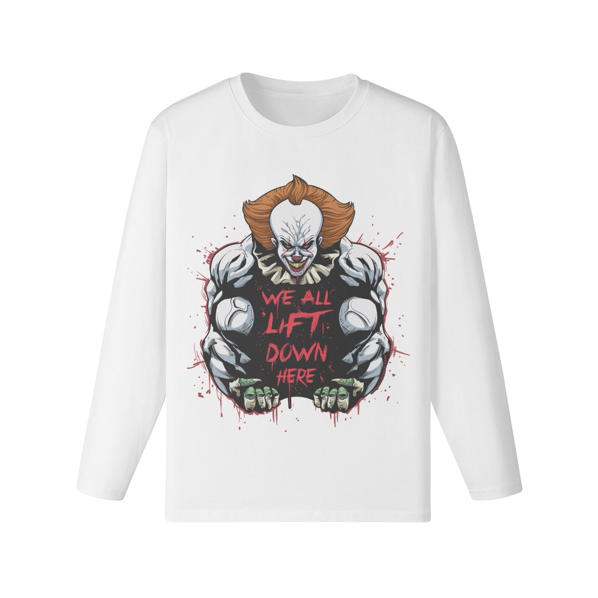 WE ALL LIFT DOWN HERE (CLASSIC)- Classic Long Sleeve Top-White-League of Lifters