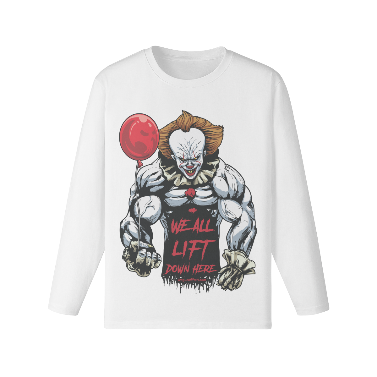 WE ALL LIFT DOWN HERE (BALLOON)- Classic Long Sleeve Top-White-League of Lifters