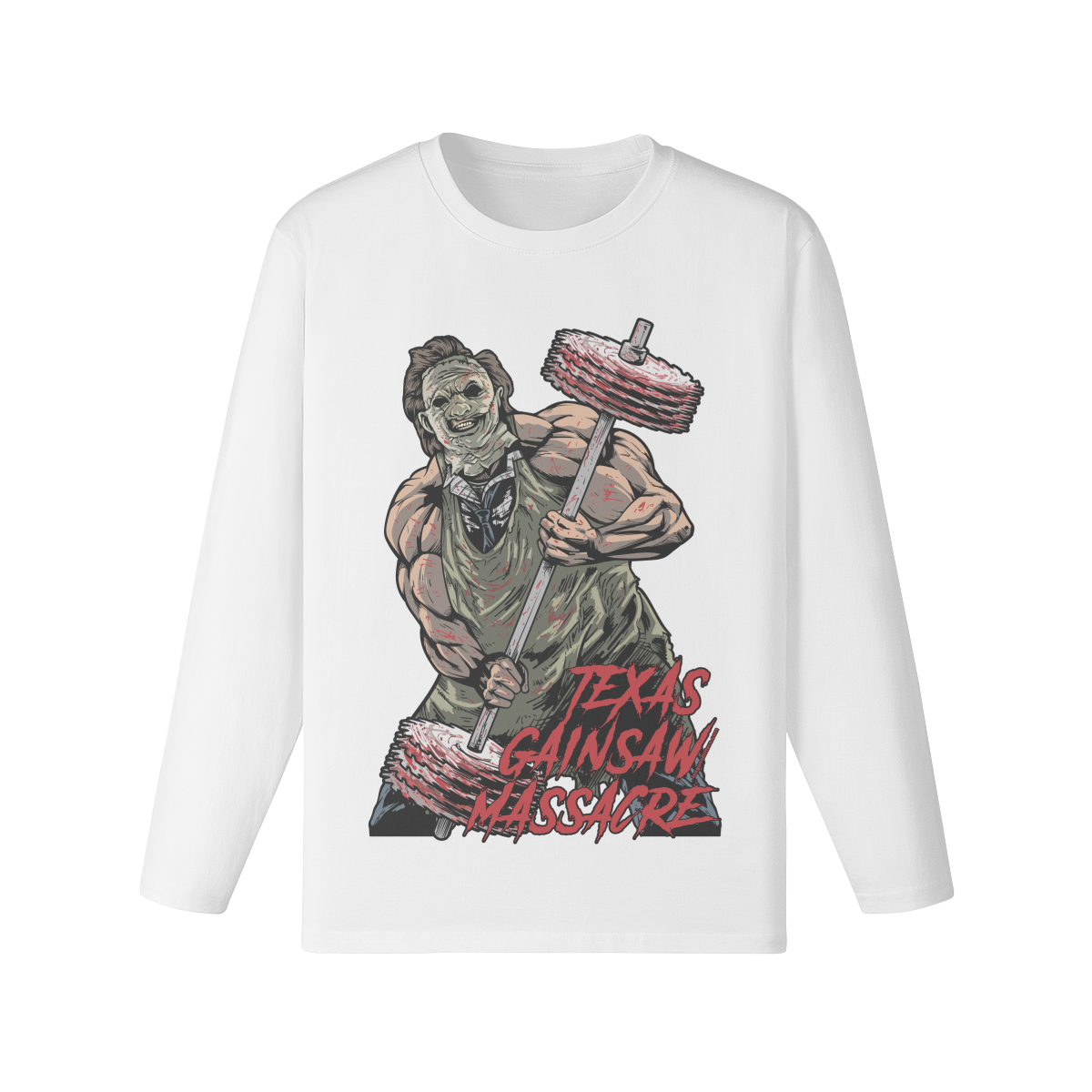 TEXAS GAINSAW MASSACRE- Classic Long Sleeve Top-White-League of Lifters