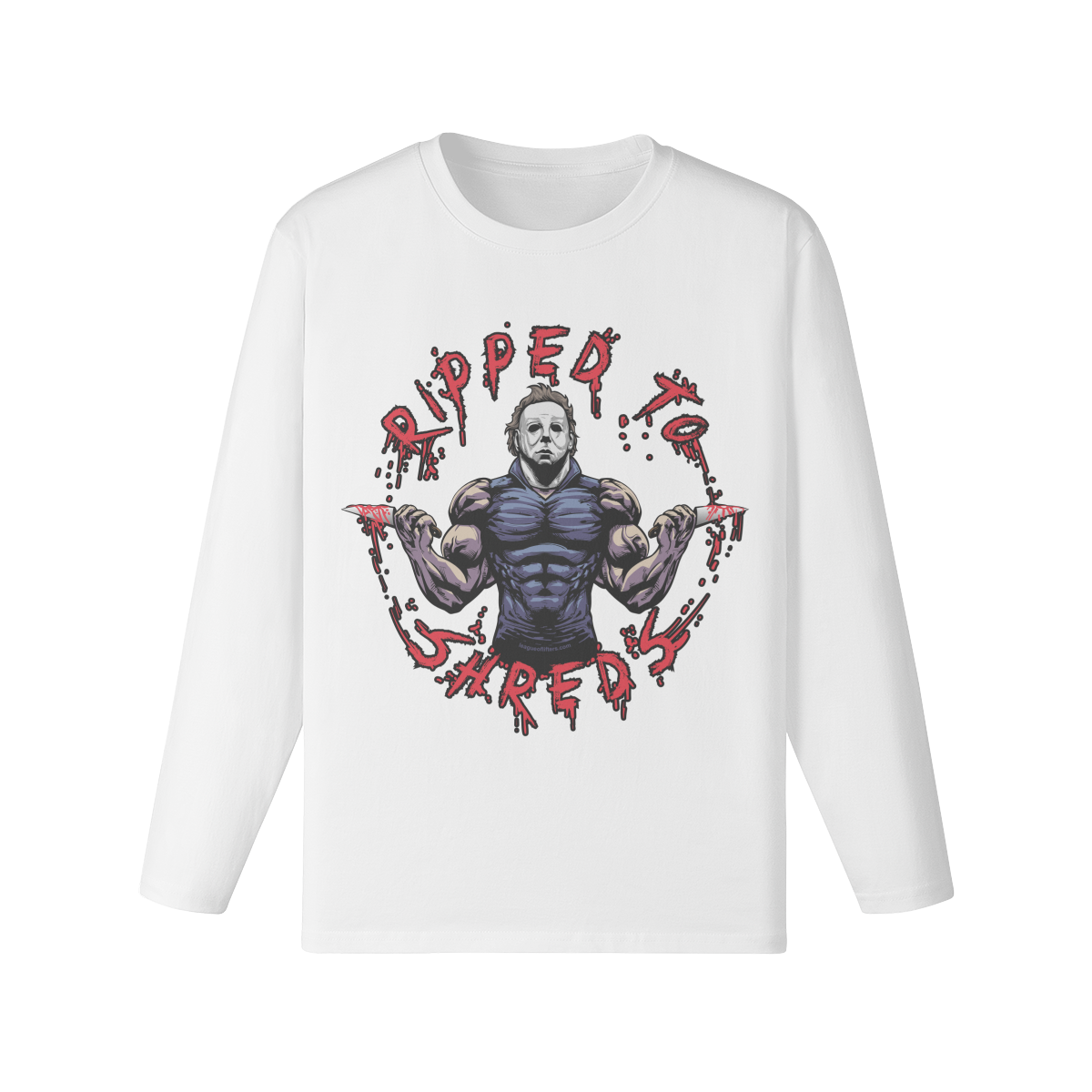 RIPPED TO SHREDS- Classic Long Sleeve Top-White-League of Lifters