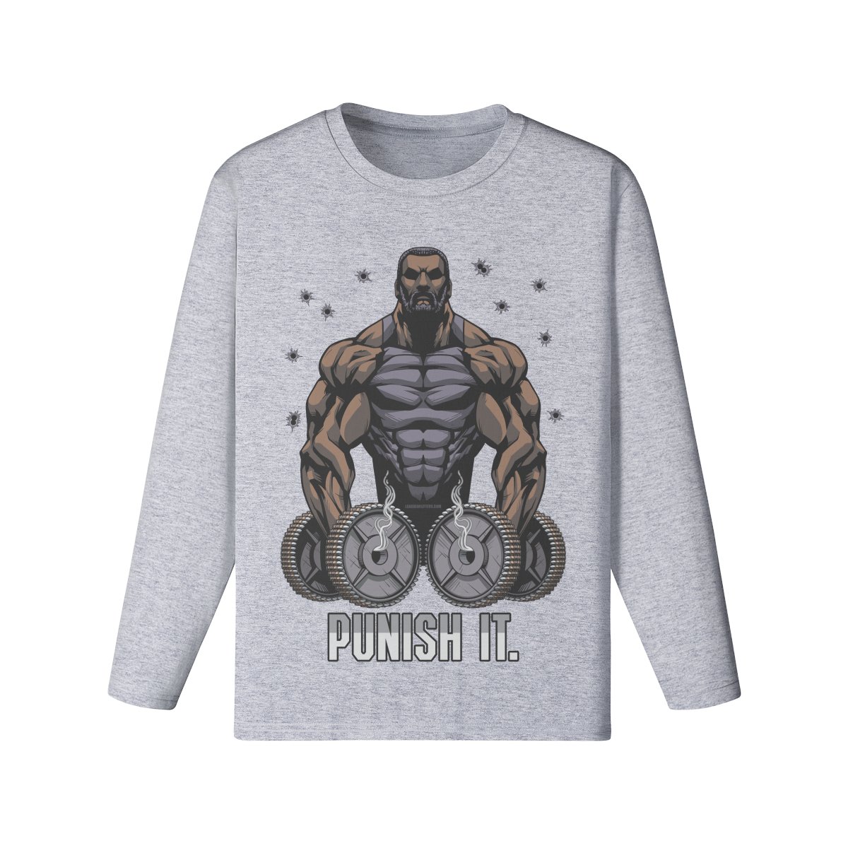 PUNISH IT (BEARD)- Classic Long Sleeve Top-Medium Heather Gray-League of Lifters