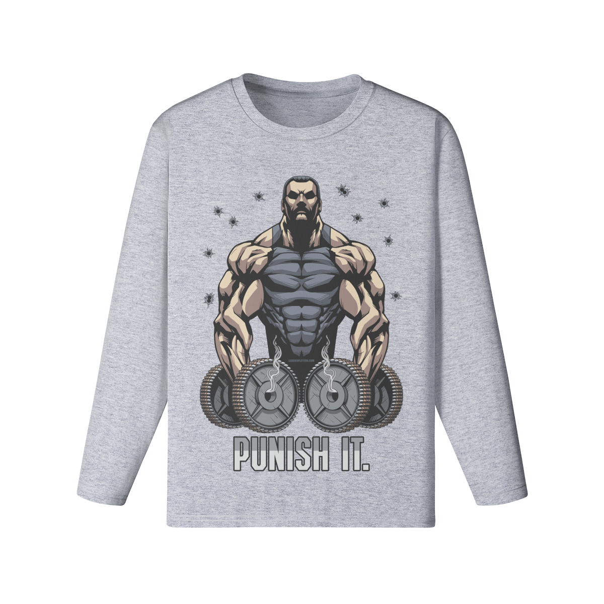 PUNISH IT- Classic Long Sleeve Top-Medium Heather Gray-League of Lifters