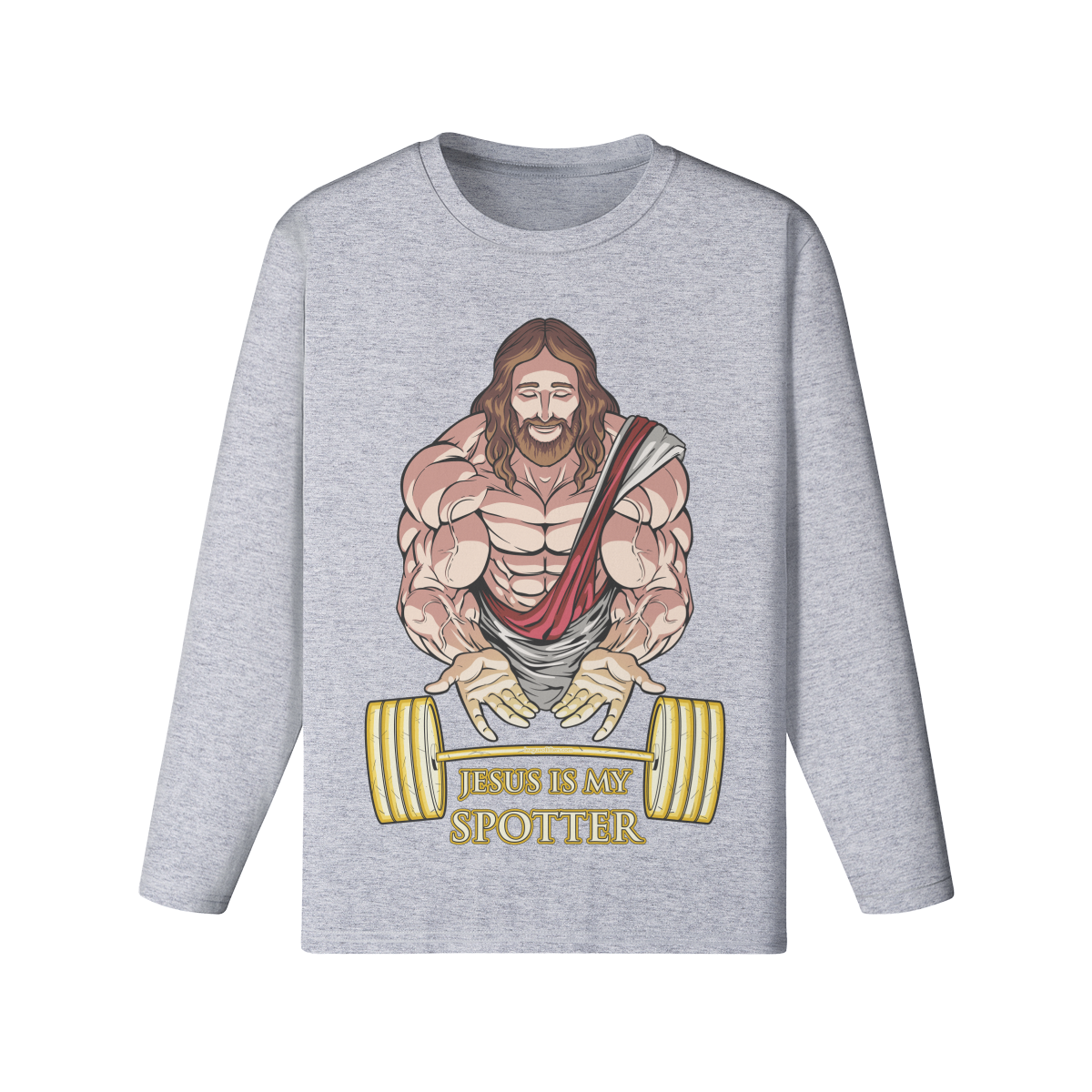 JESUS IS MY SPOTTER- Classic Long Sleeve Top-Medium Heather Gray-League of Lifters