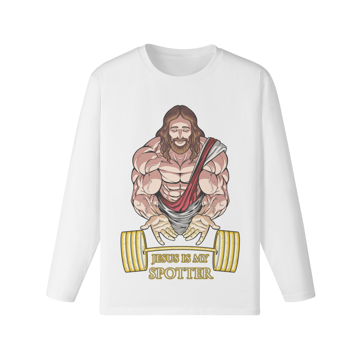 JESUS IS MY SPOTTER- Classic Long Sleeve Top-White-League of Lifters